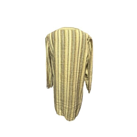 Nomadic Traders Women's 100% Linen Light Green Stripe Button Up Medium - Picture 4 of 8